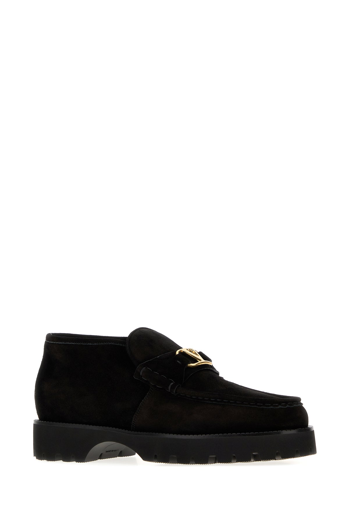 Valentino Garavani Mocassini VLogo Signature in pelle scamosciata nera, view 2