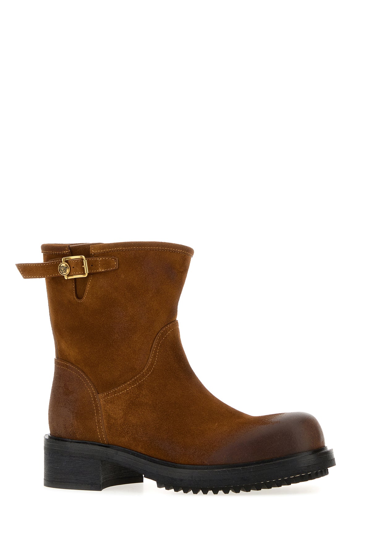 Versace Stivaletti in pelle scamosciata caramello, view 2