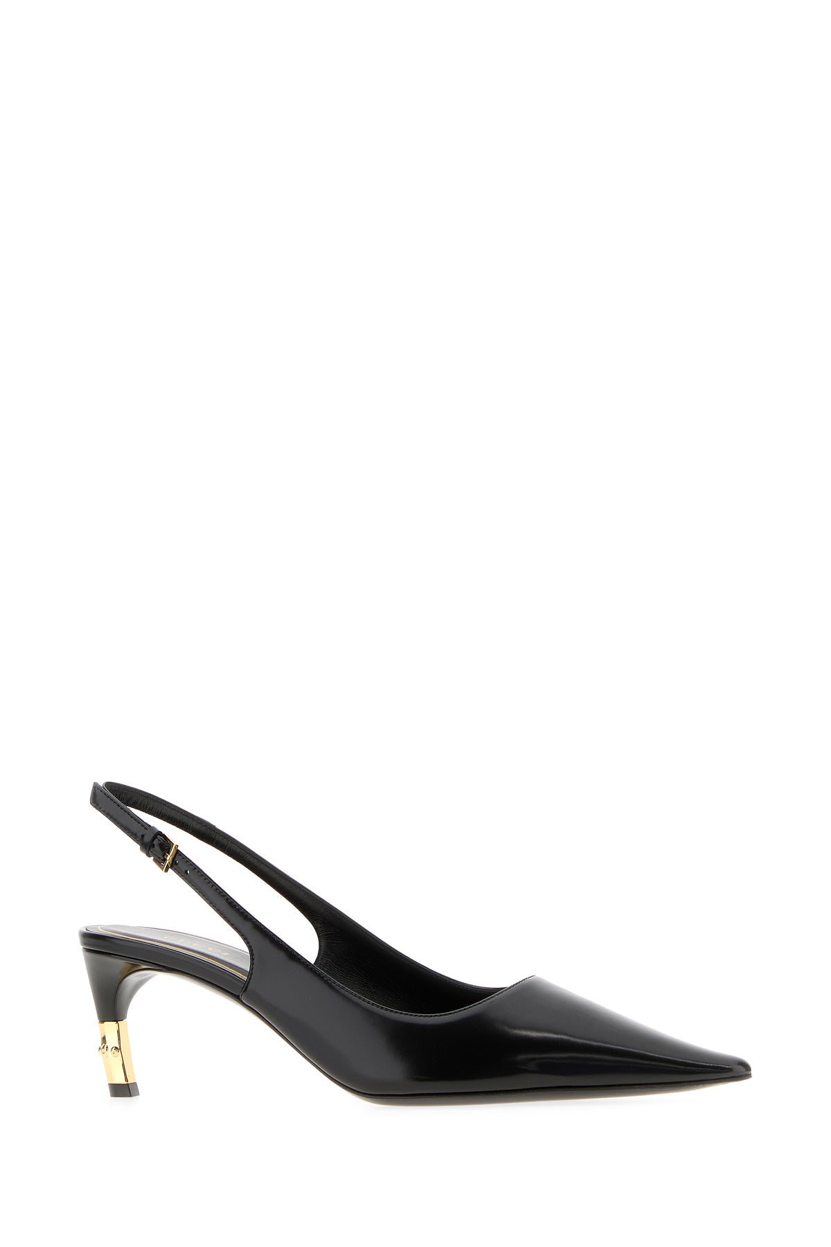 Gucci Scarpe con tacco Castello in pelle nera, view 2