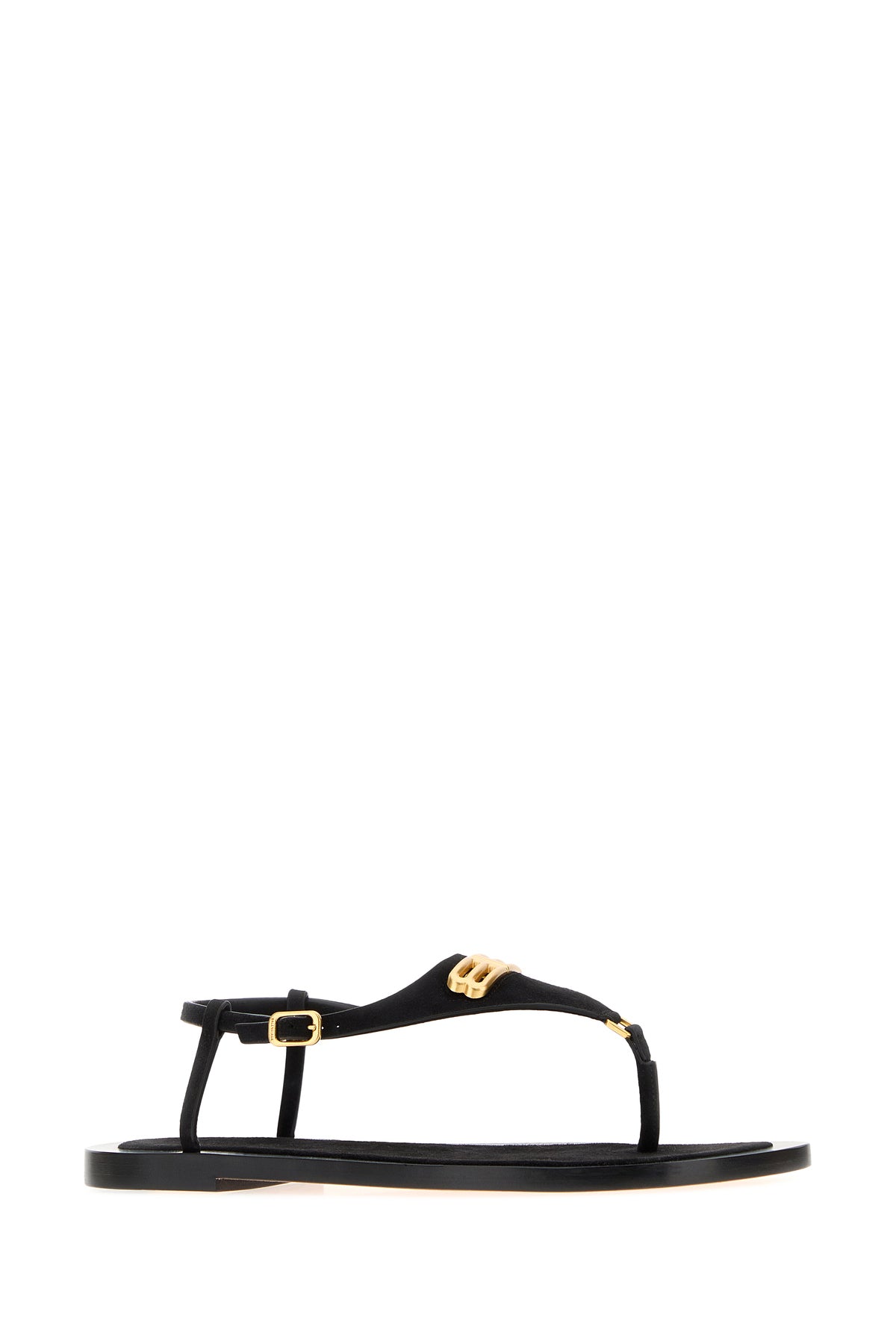 Balenciaga Sandali infradito Riva in pelle scamosciata nera, view 2