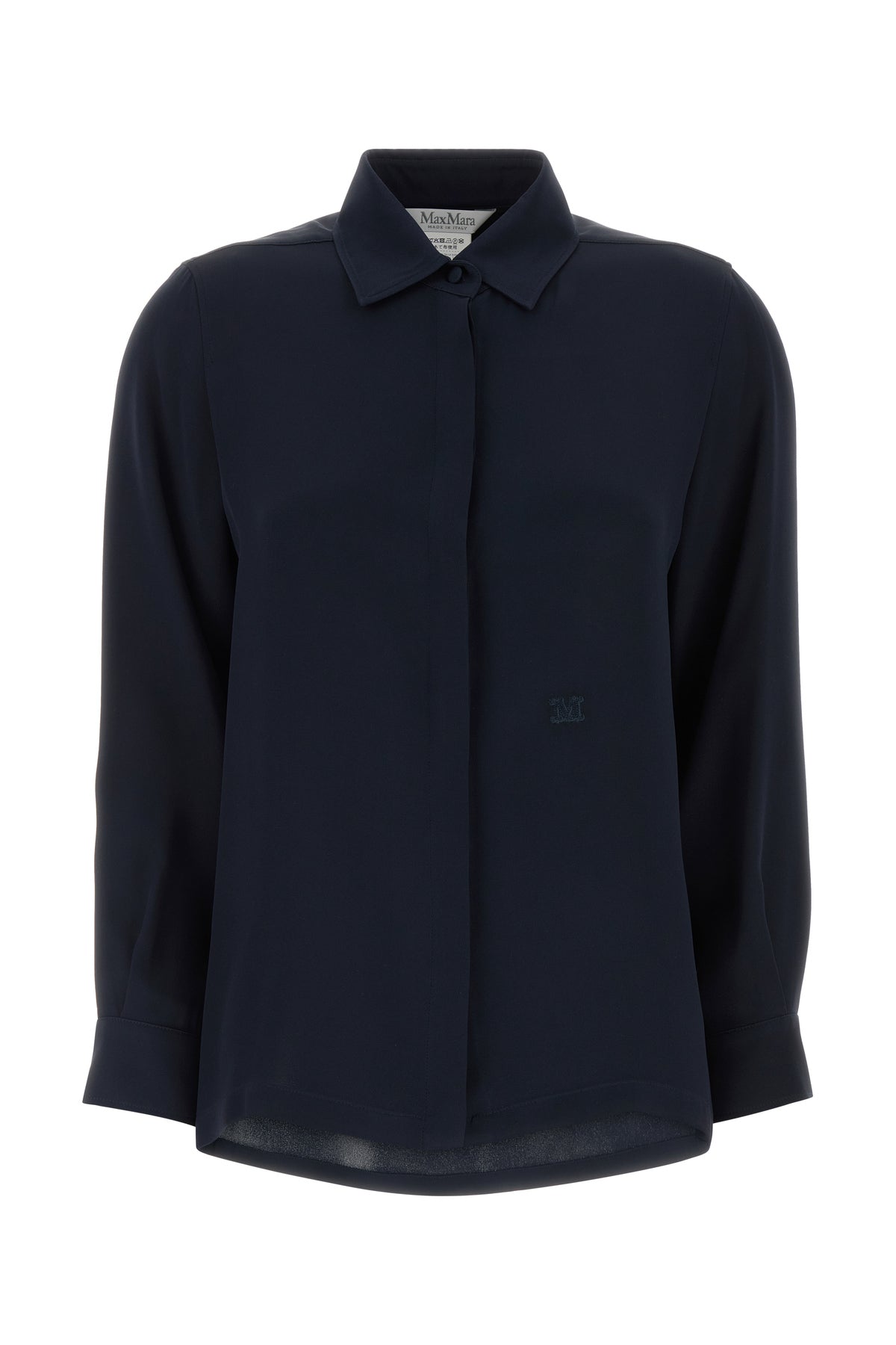 Max Mara Camicia Geranio in seta blu navy
