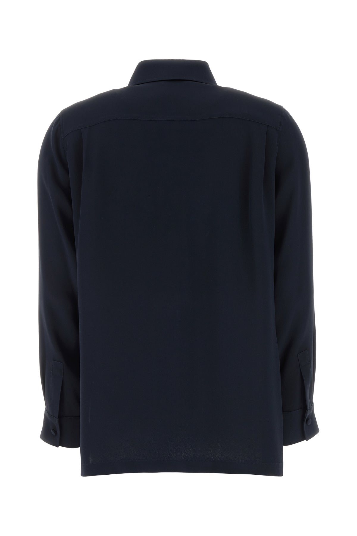 Max Mara Camicia Geranio in seta blu navy, view 2