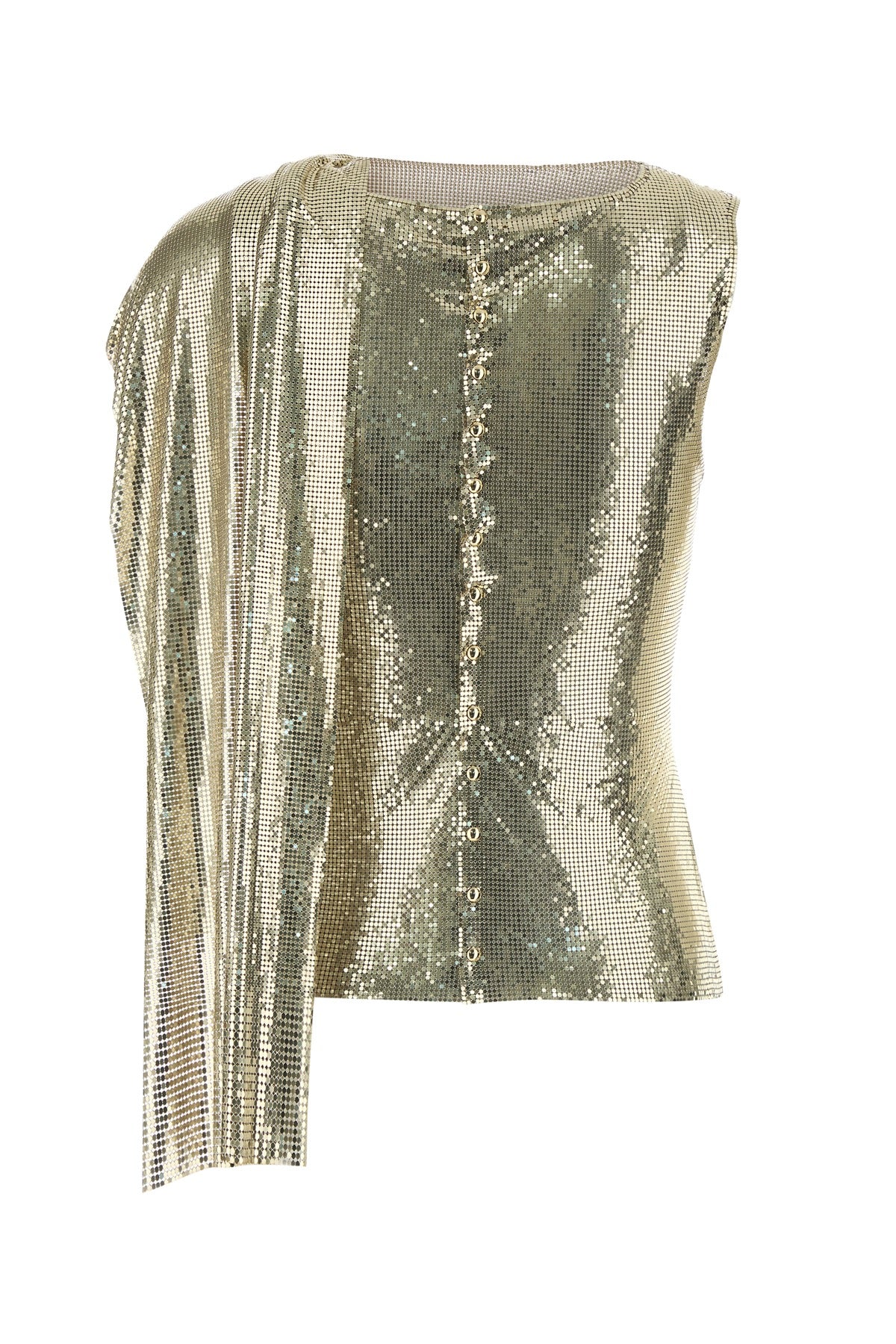 RABANNE Top in maglia metallica oro, view 2