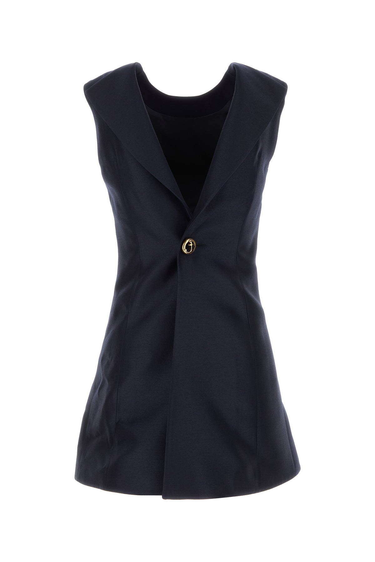 Balenciaga Mini abito in misto lana blu notte, view 2