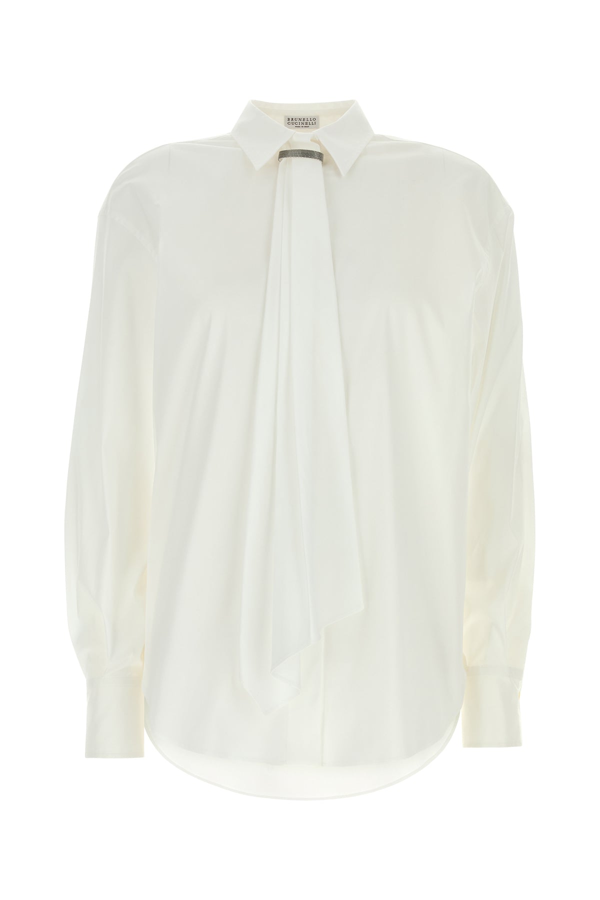 Brunello Cucinelli Camicia in popeline stretch bianco