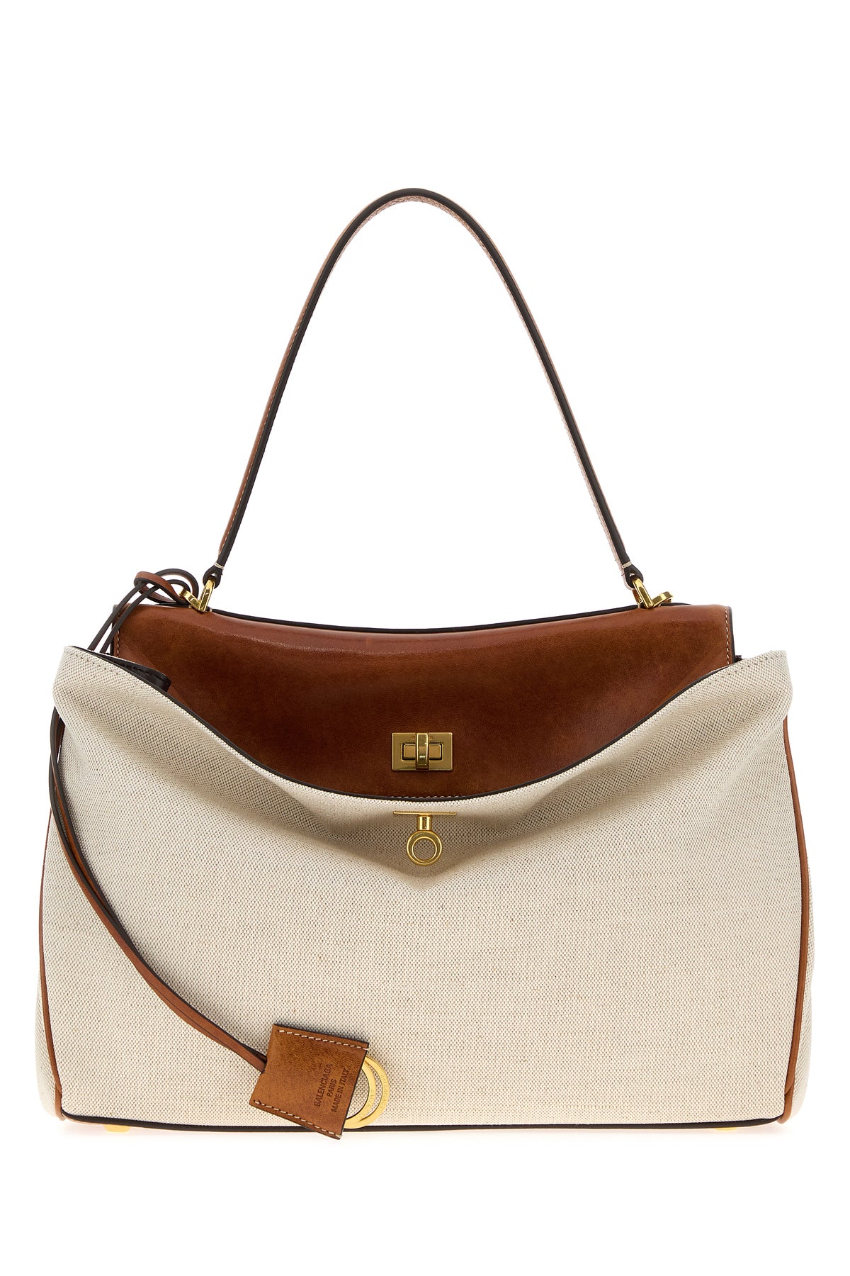 Balenciaga Borsa a mano Rodeo media in tela sabbia