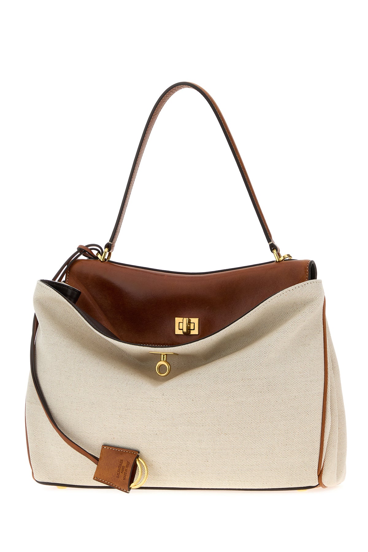 Balenciaga Borsa a mano Rodeo media in tela sabbia, view 2