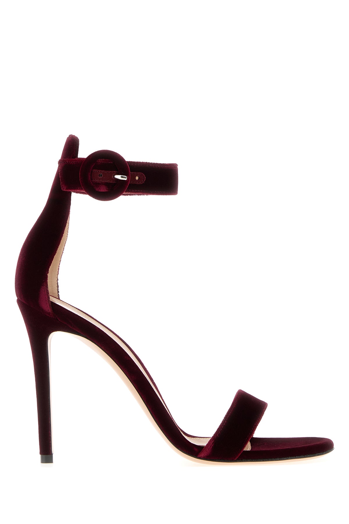 GIANVITO ROSSI Sandali Portofino 105 in velluto rosso tiziano
