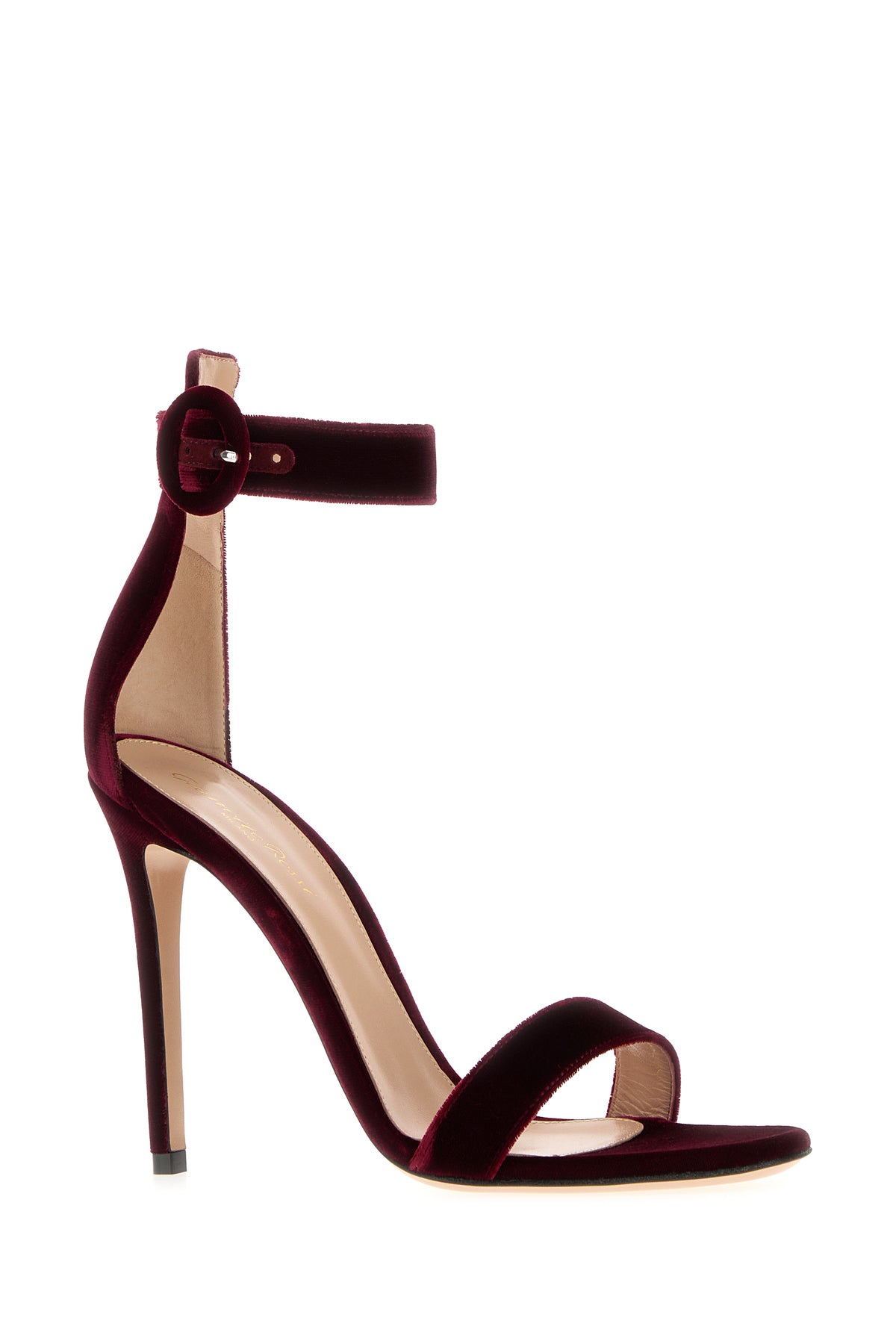 GIANVITO ROSSI Sandali Portofino 105 in velluto rosso tiziano, view 2