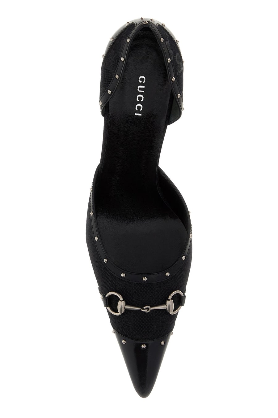 Gucci Scarpe con tacco Savoy in tessuto GG, view 4