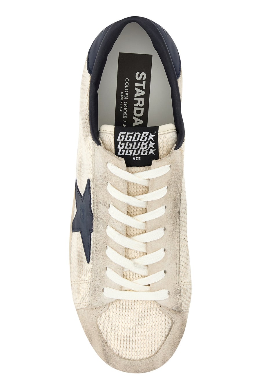 Golden Goose Sneakers Stardan avorio in pelle scamosciata e tessuto, view 4