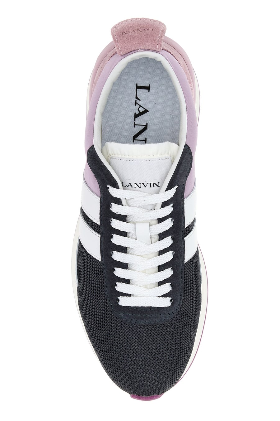 LANVIN Sneakers multicolor in tessuto e rete, view 4