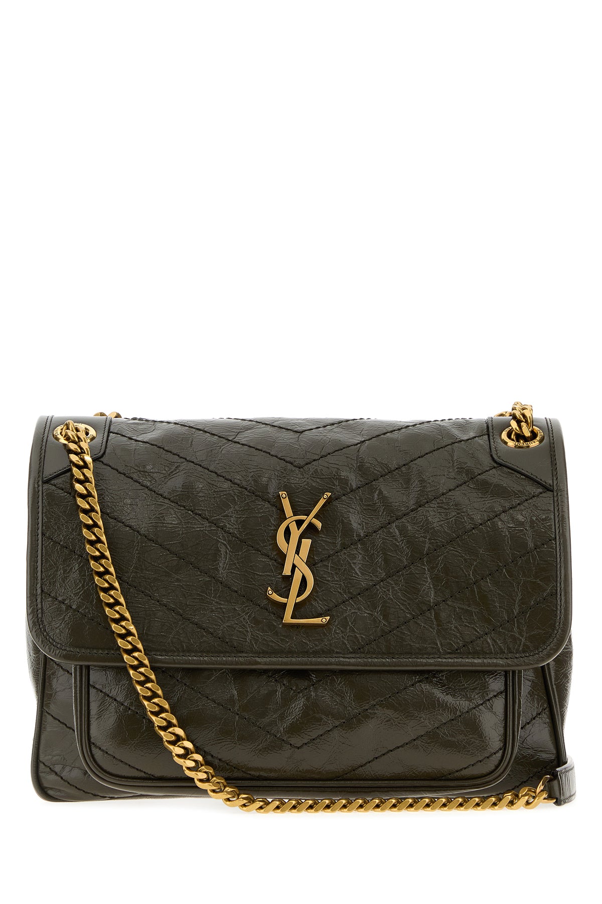 Saint Laurent Borsa a spalla Niki media in pelle kaki