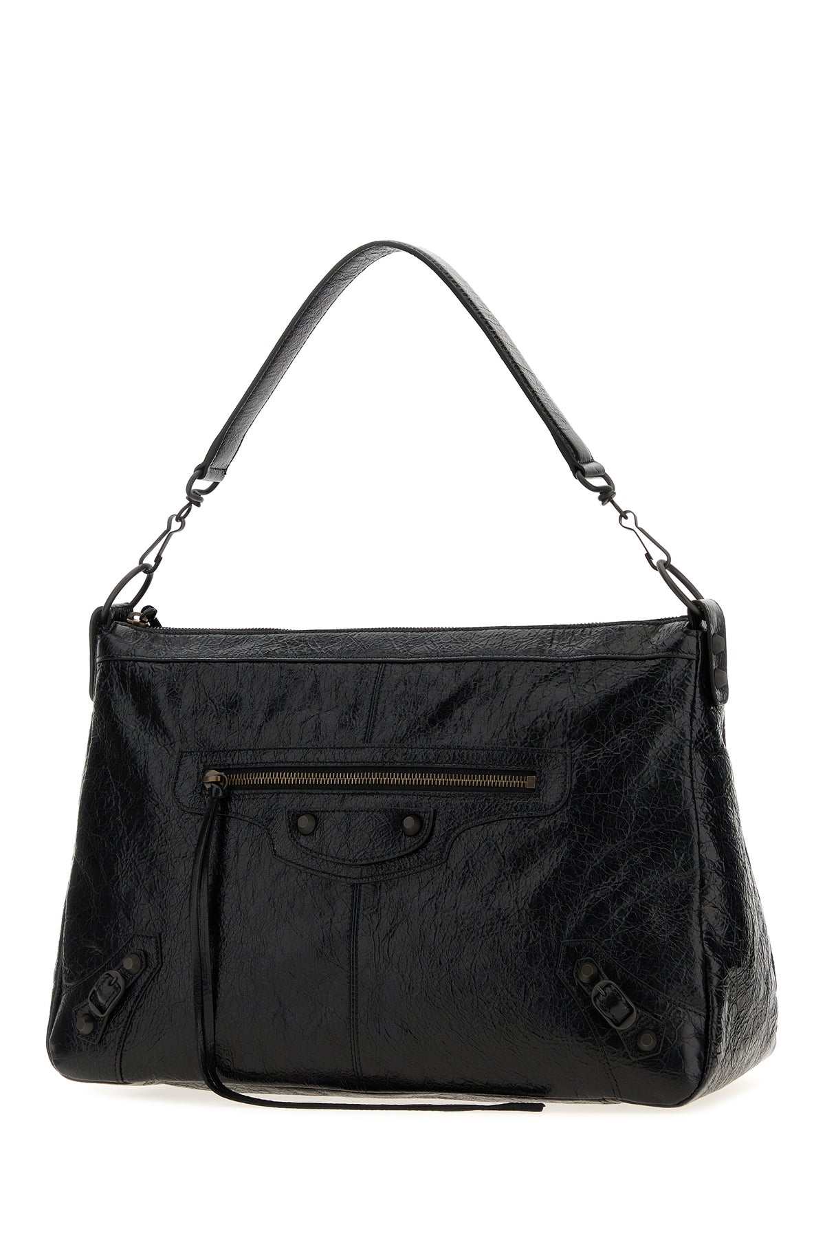 Balenciaga Borsa shopping Le City Moto media in pelle nera, view 2