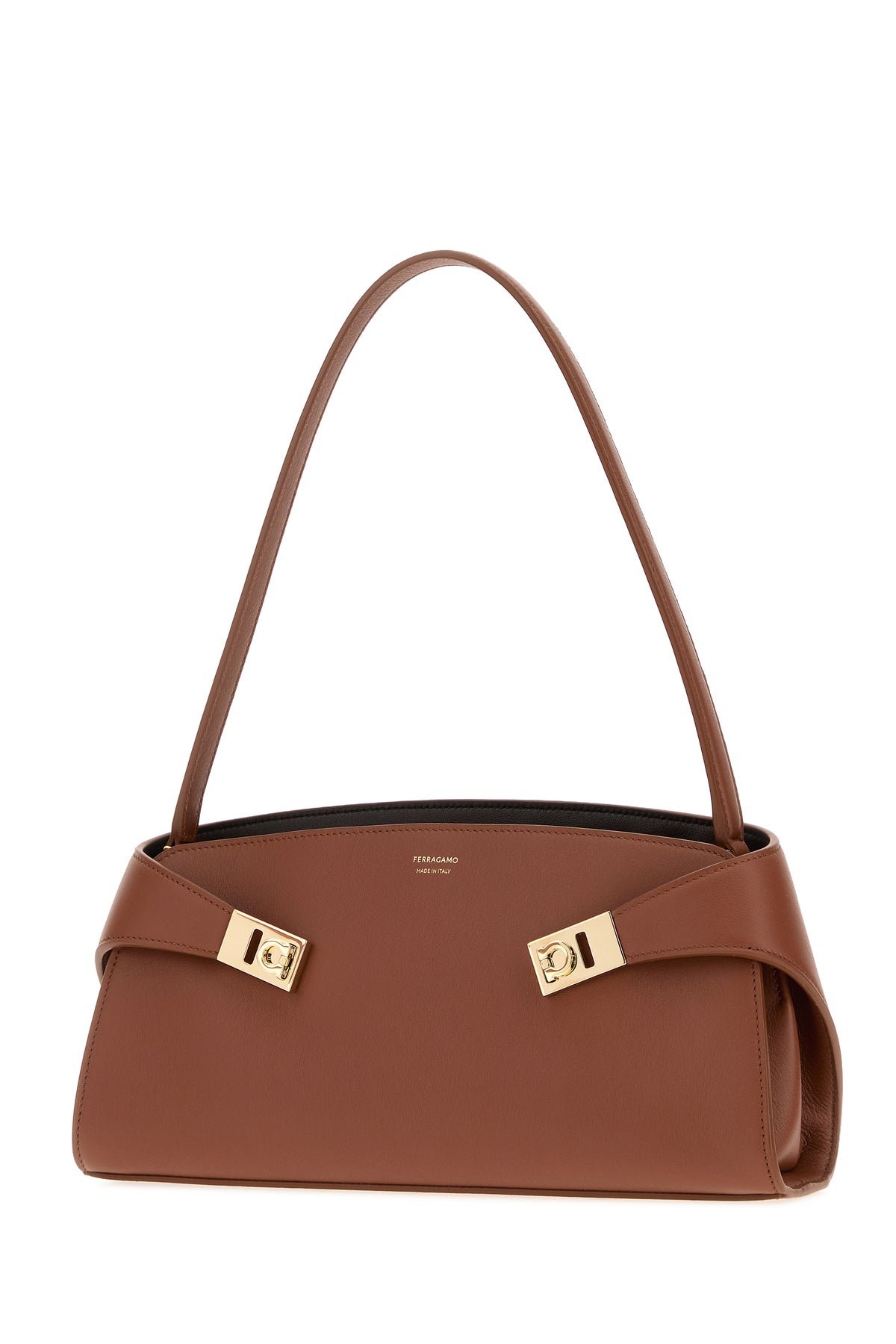 Ferragamo Borsa a spalla Hug in pelle caramello, view 2
