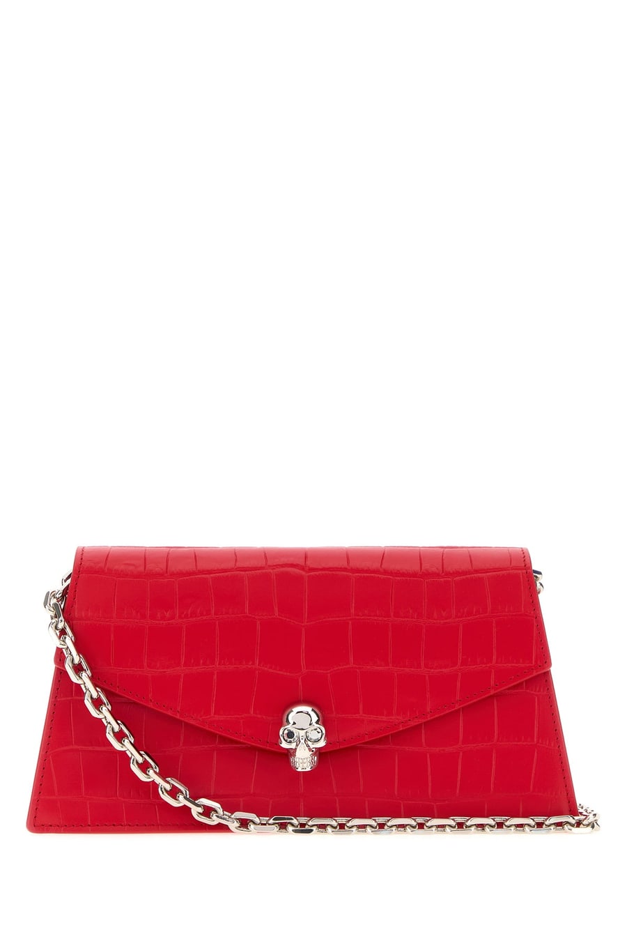 Alexander McQueen Borsa a tracolla Skull mini in pelle rossa