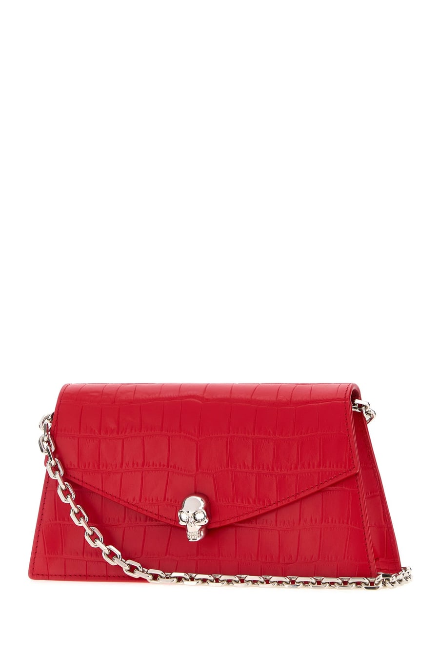 Alexander McQueen Borsa a tracolla Skull mini in pelle rossa, view 2