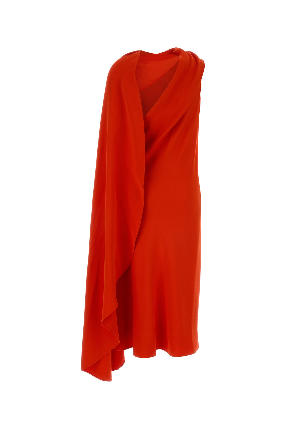Balenciaga Abito lungo in crepe corallo, view 2