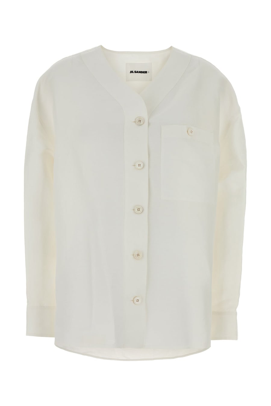 Jil Sander Camicia oversize in misto lino bianco