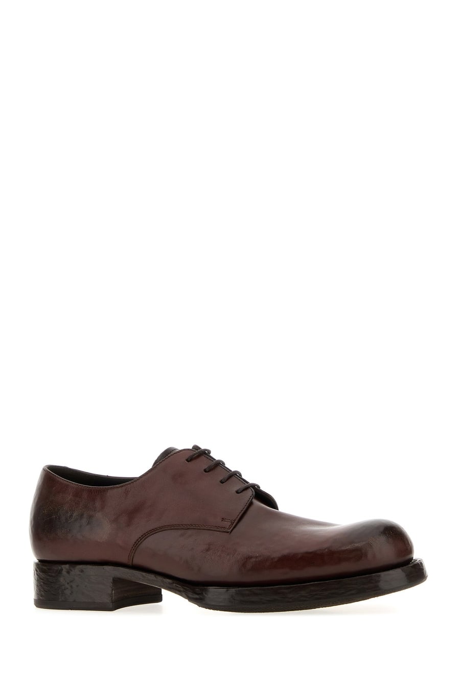 Prada Scarpe stringate in pelle marrone, view 2