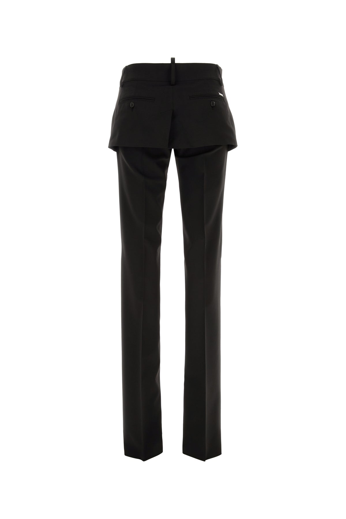 Dsquared2 Pantalone Peek-A-Boo in misto lana stretch nera, view 2