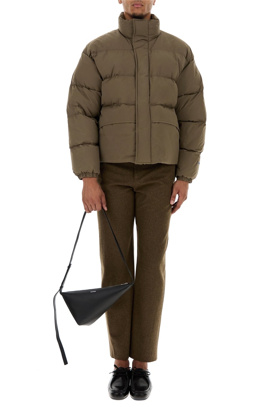Jil Sander Borsa a tracolla Triangle in pelle nera, view 5