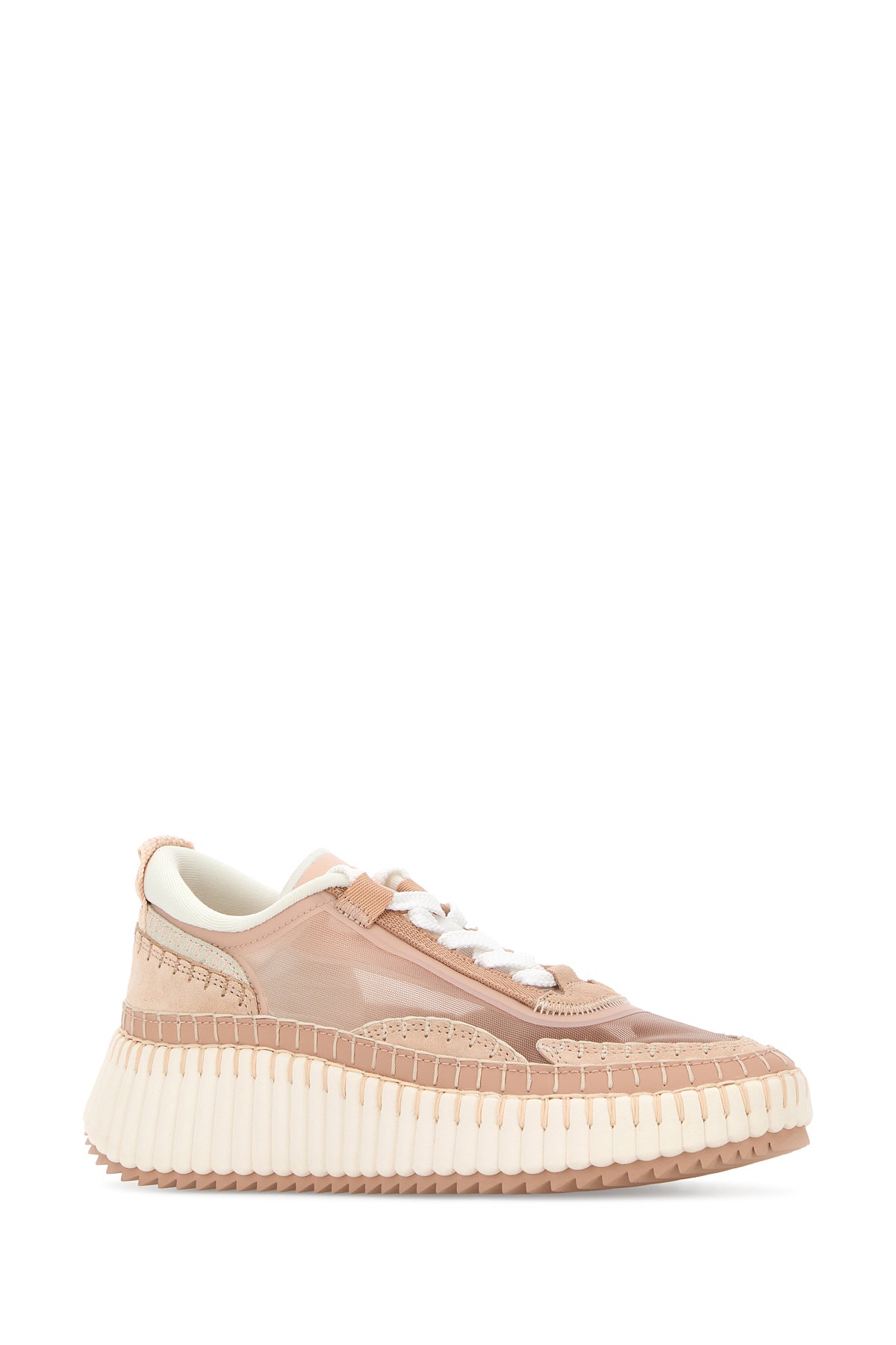 Chloé Sneakers Nama in tessuto rosa, view 2