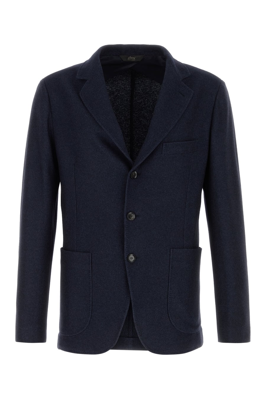 BRIONI Giacca blu notte in seta e cashmere