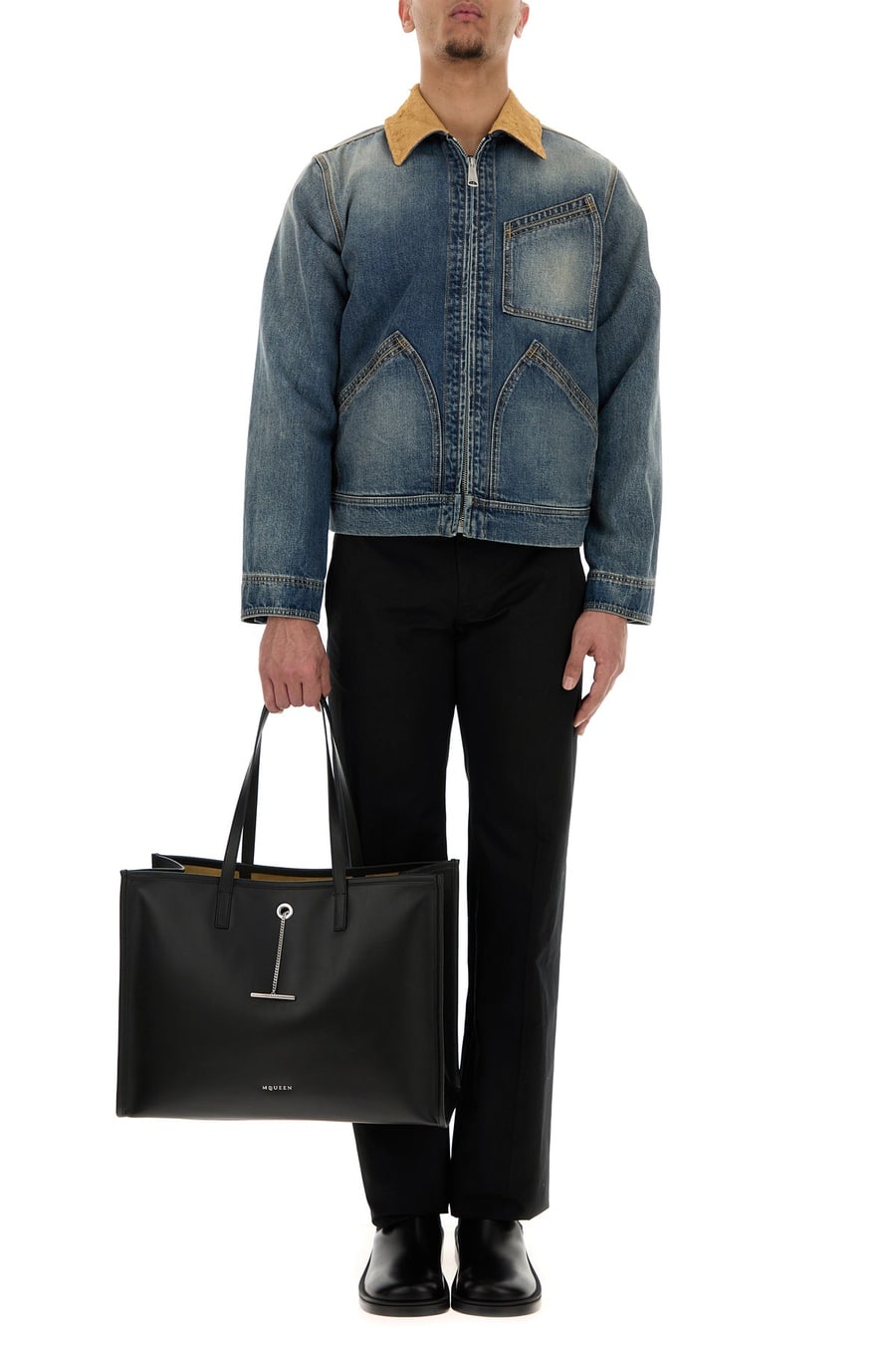 Alexander McQueen Giubbino in denim, view 6