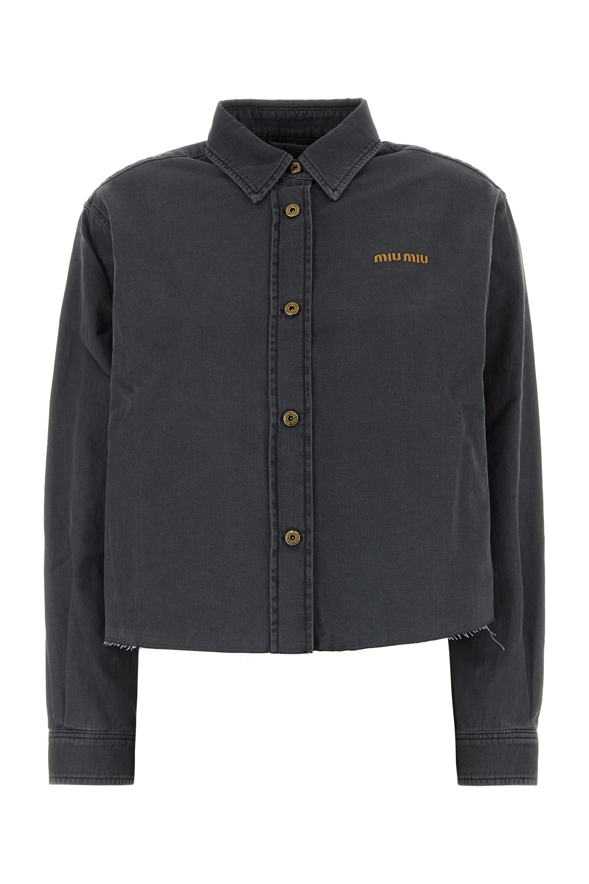 Miu Miu Camicia in chambray grigio scuro