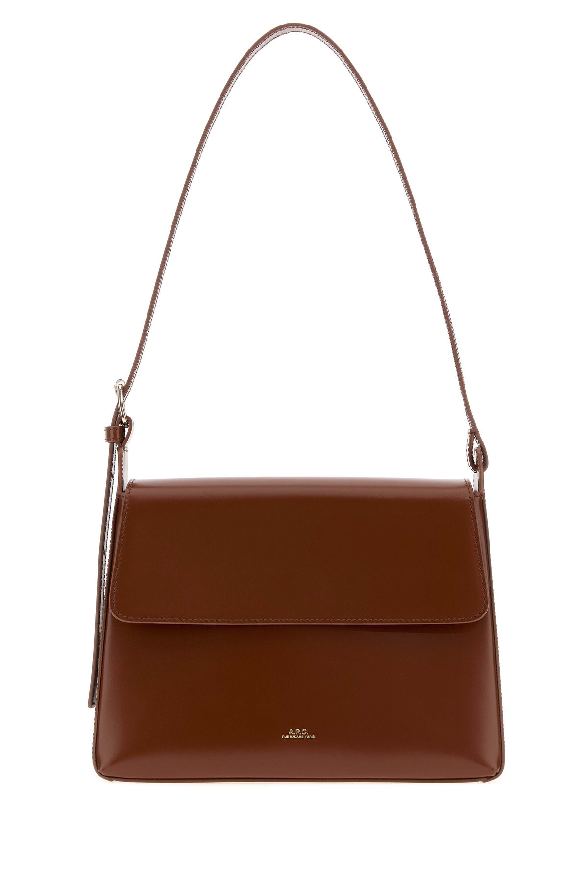 A.P.C. Borsa a spalla Virginie in pelle marrone