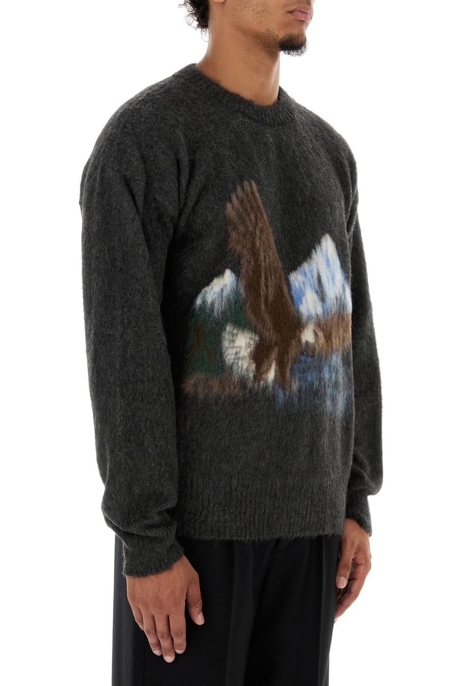 Maison Margiela Maglione oversize in misto lana grafite, view 3