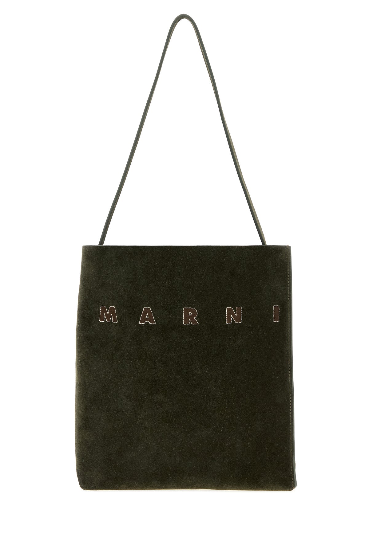 Marni Borsa a spalla Museo piccola in pelle scamosciata verde bottiglia