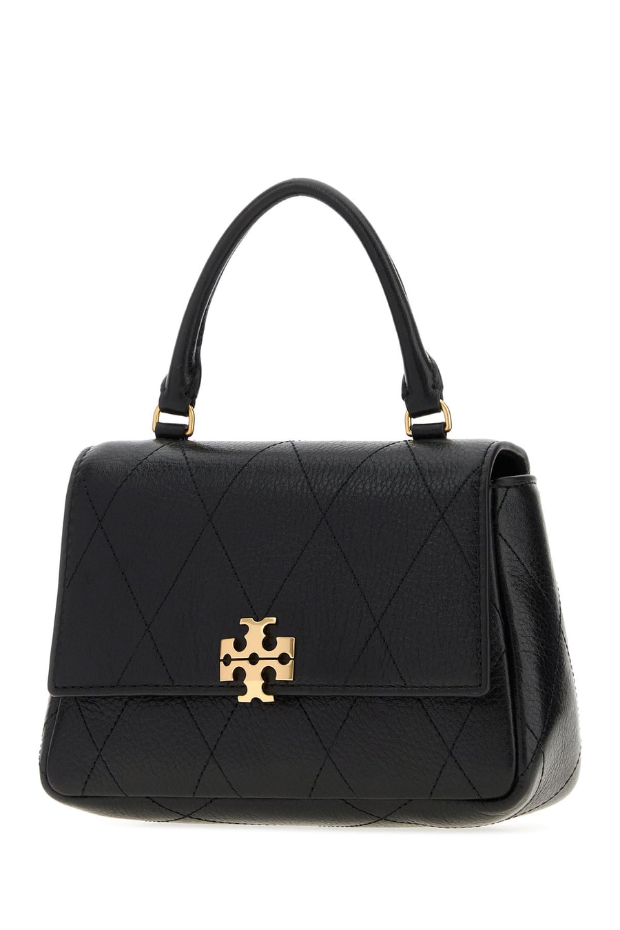 Tory Burch Borsa a mano Charlie mini in pelle nera, view 2