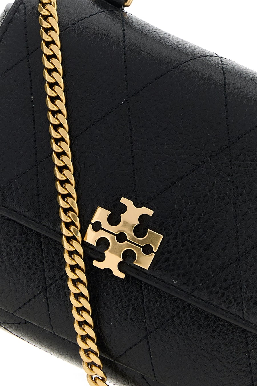 Tory Burch Borsa a mano Charlie mini in pelle nera, view 4