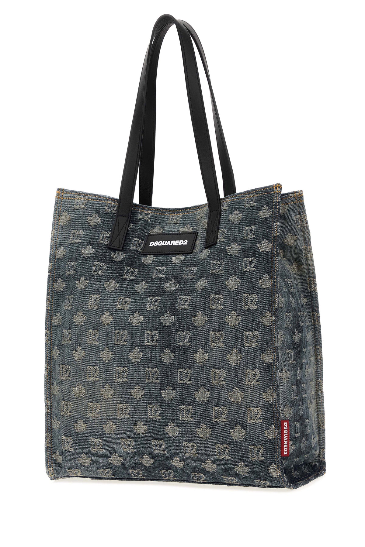 Dsquared2 Borsa shopping D2 in denim ricamato, view 2