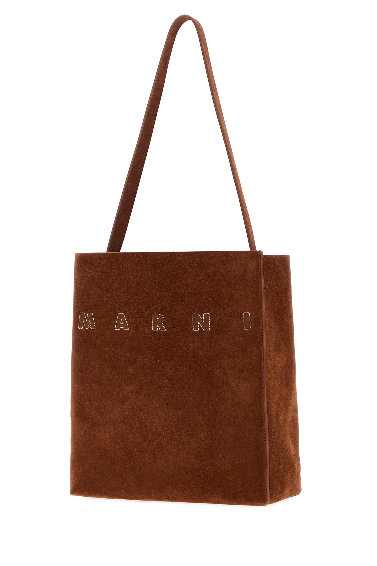 Marni Borsa a spalla Museo piccola in pelle scamosciata  caramello, view 2