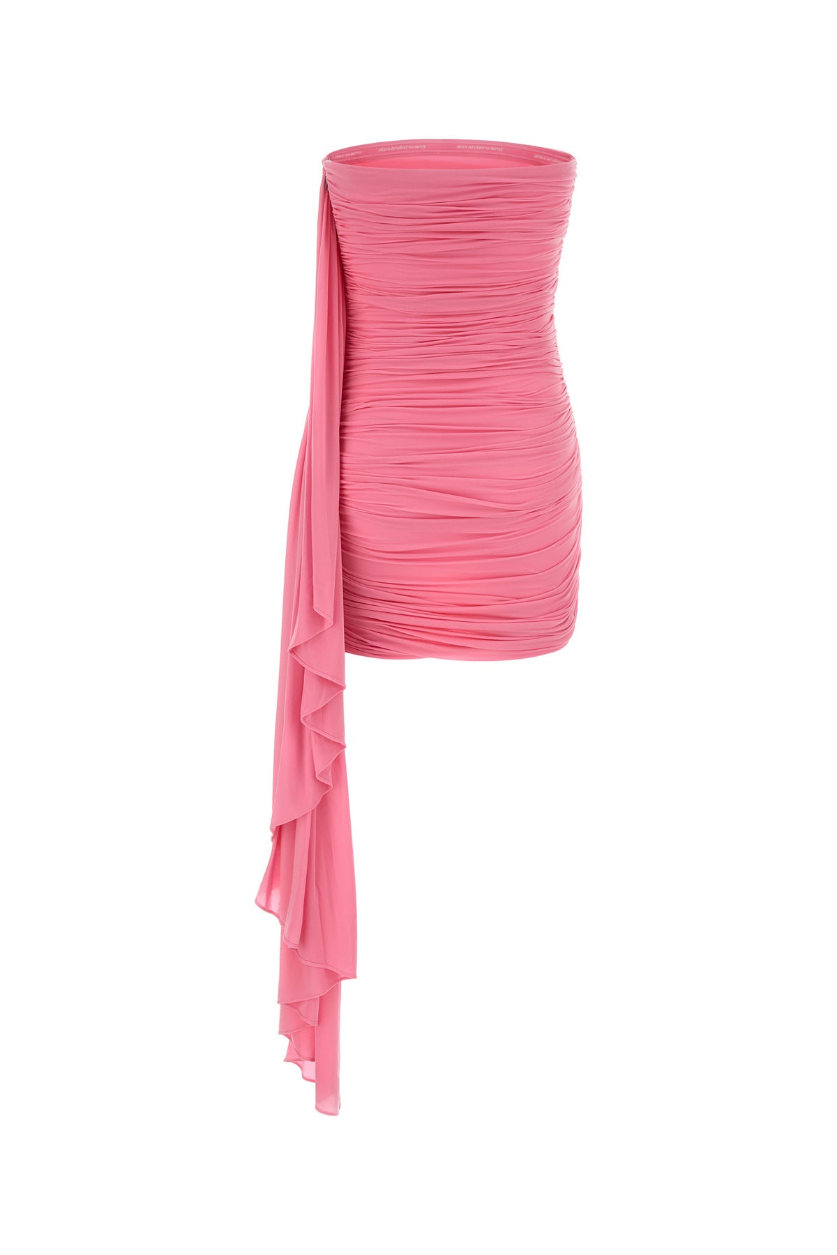 ALEXANDER WANG Mini abito in cupro stretch rosa fluo, view 2