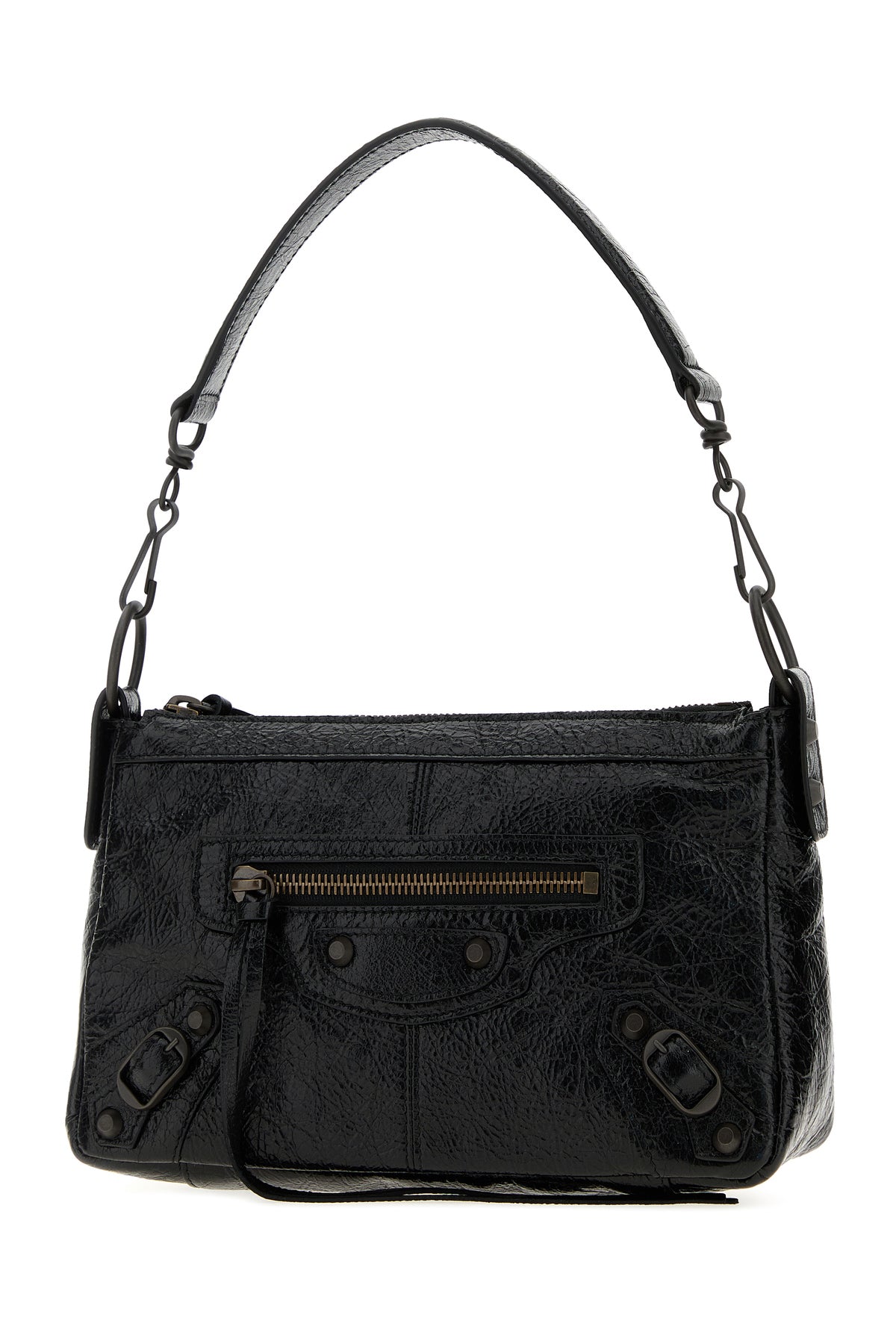 Balenciaga Borsa a spalla Le City Moto mini in pelle nera, view 2
