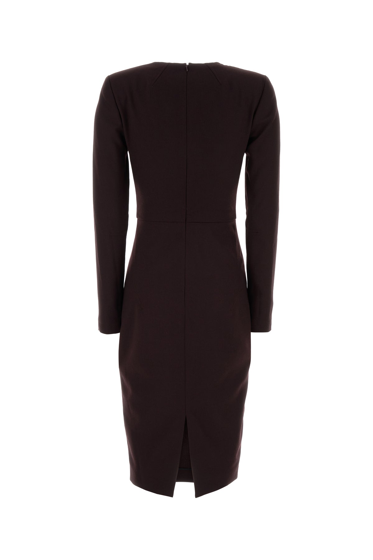Victoria Beckham Abito in misto poliestere stretch melanzana, view 2