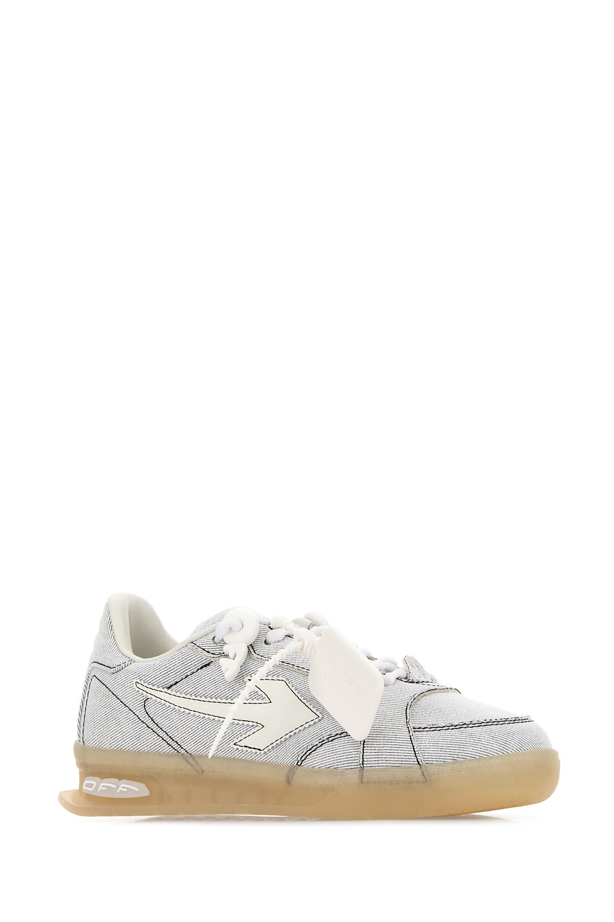 Off-White Sneakers End Of Play in denim bianco, view 2