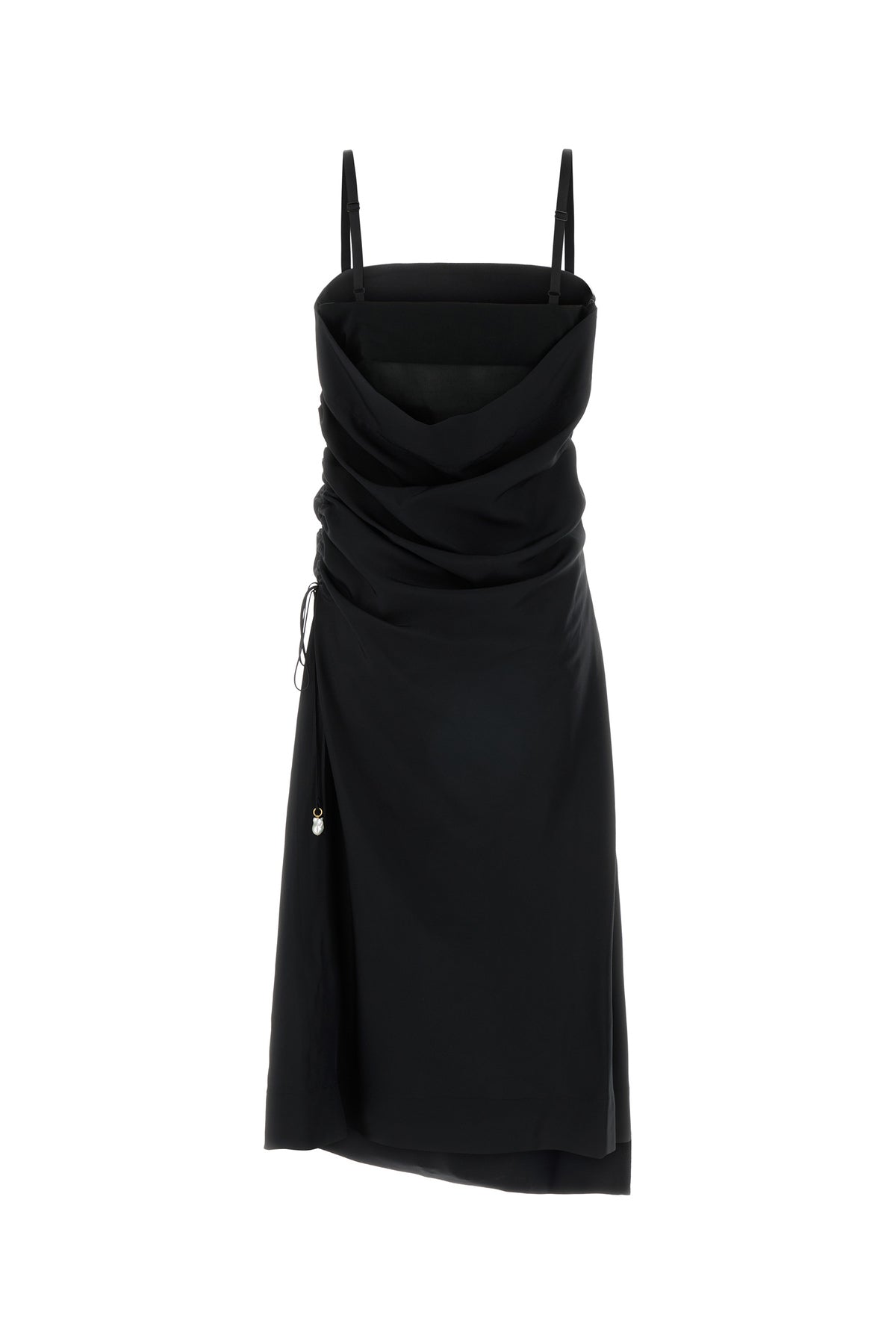 CARVEN Abito in raso nero, view 2