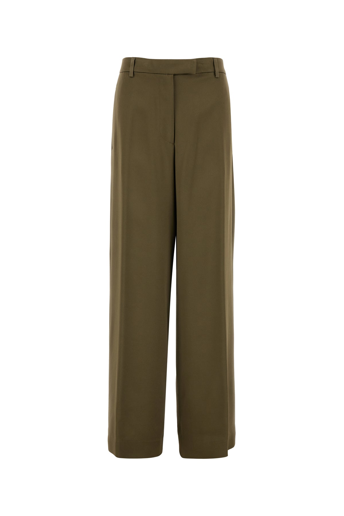 Dries Van Noten Pantalone palazzo Penn in crepe verde oliva