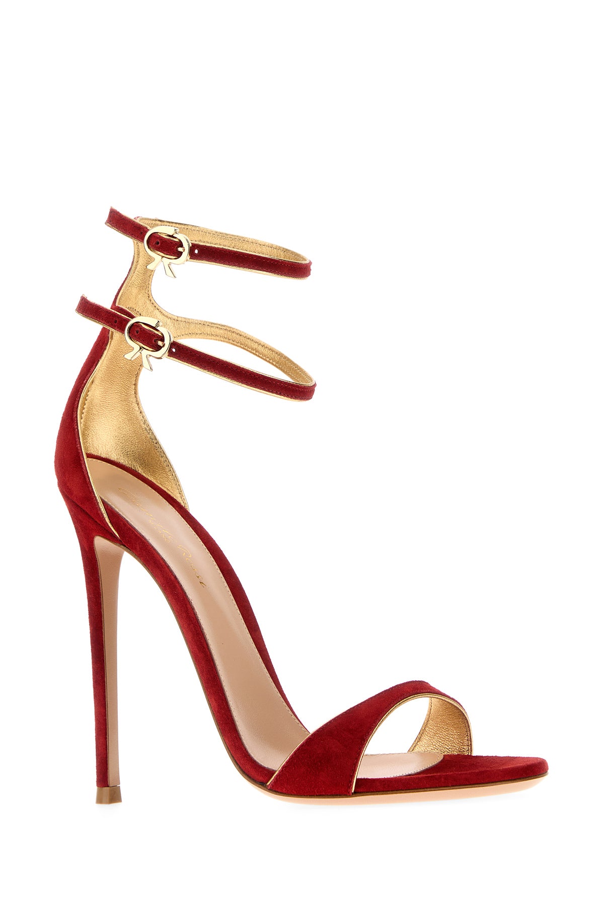 GIANVITO ROSSI Sandali Victorine in pelle scamosciata rossa, view 2