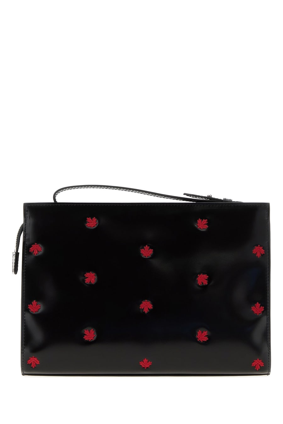 Dsquared2 Clutch Maple Leaf in pelle nera, view 3