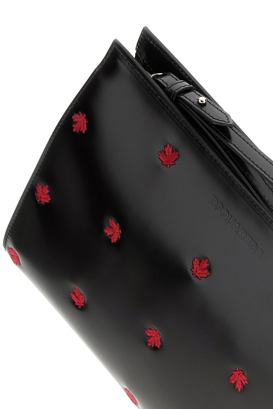 Dsquared2 Clutch Maple Leaf in pelle nera, view 4
