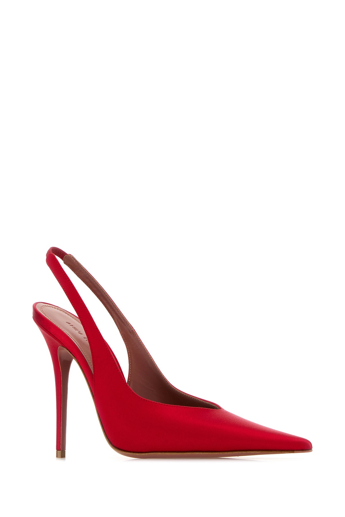 Amina Muaddi Scarpe con tacco Anok in raso rosso, view 2