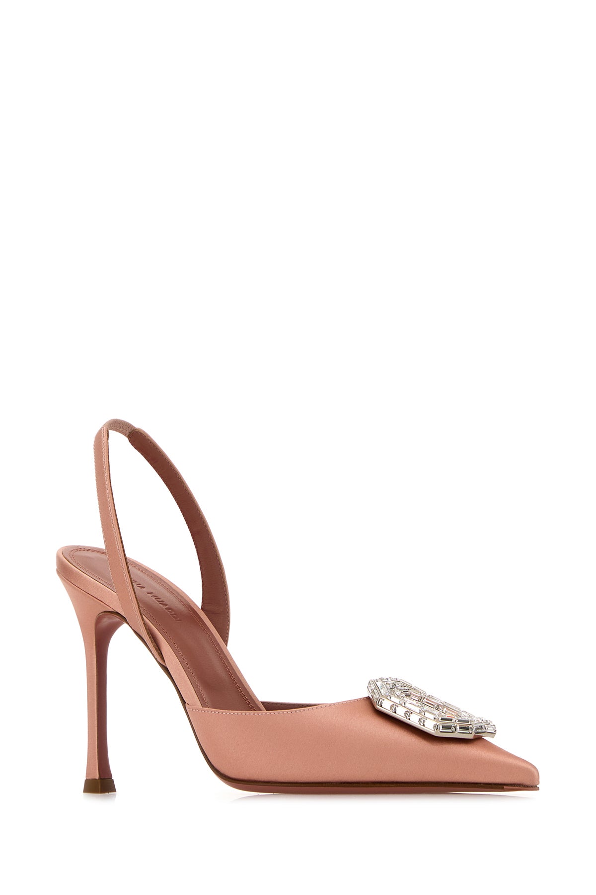 Amina Muaddi Scarpe con tacco Camelia in raso rosa, view 2