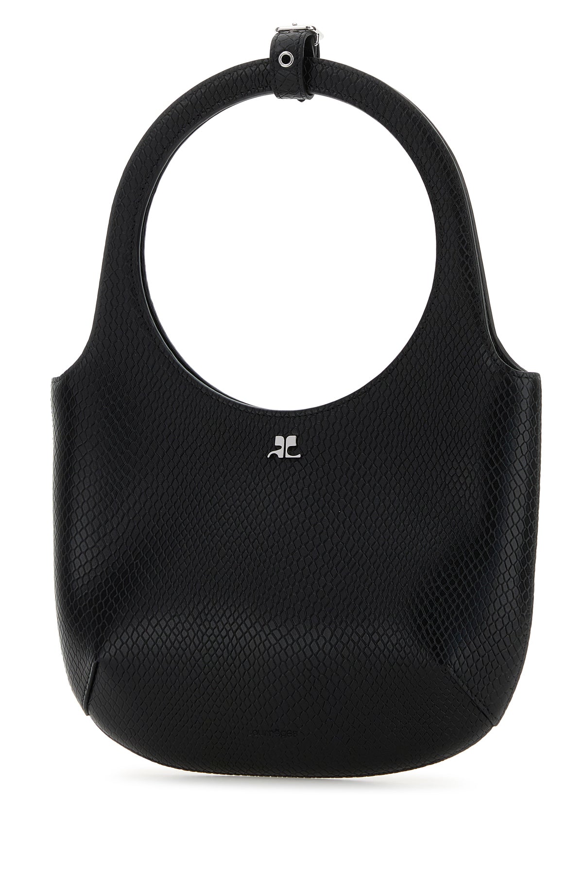 COURREGES Borsa a mano Holy in pelle nera, view 2