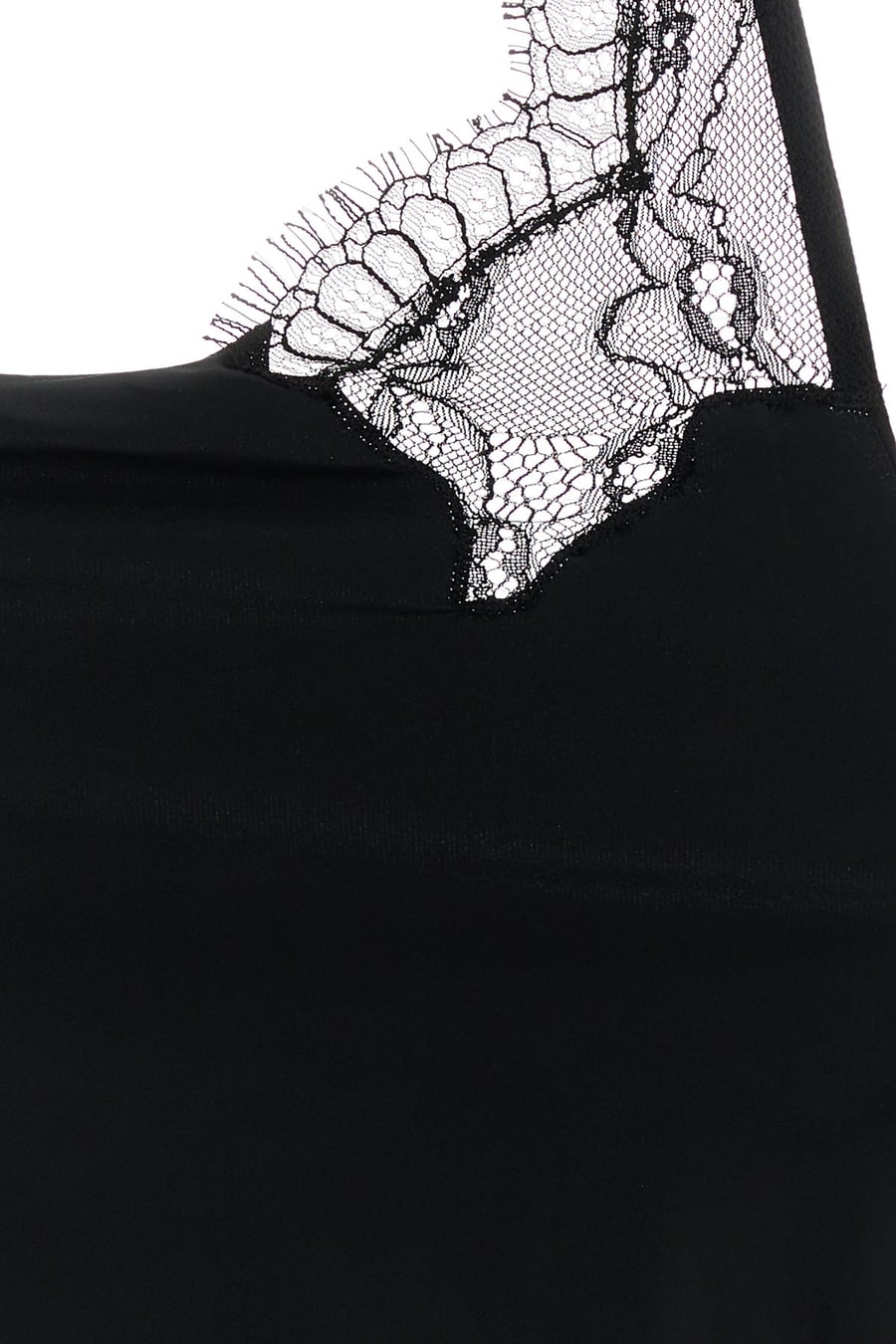 COURREGES Top in raso stretch nero, view 3